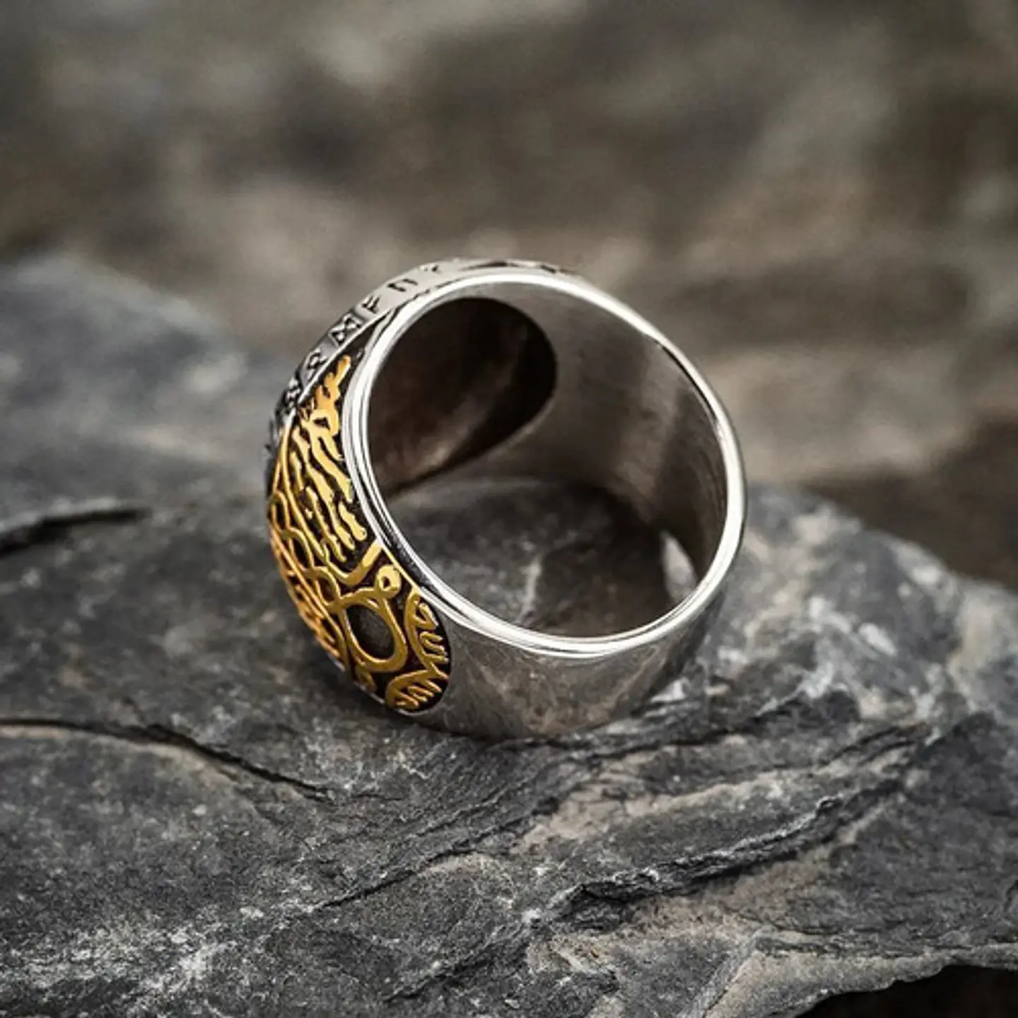 Anillo Acero Color Oro Vegvisir Yggdrasi Vikingo Para Hombre 8