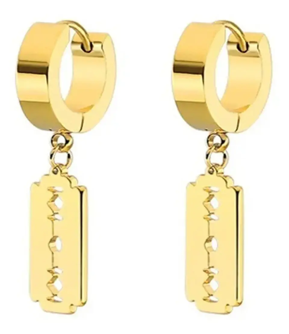 Aretes Pendientes Candado Color Oro Minimalista Hombre Mujer 1