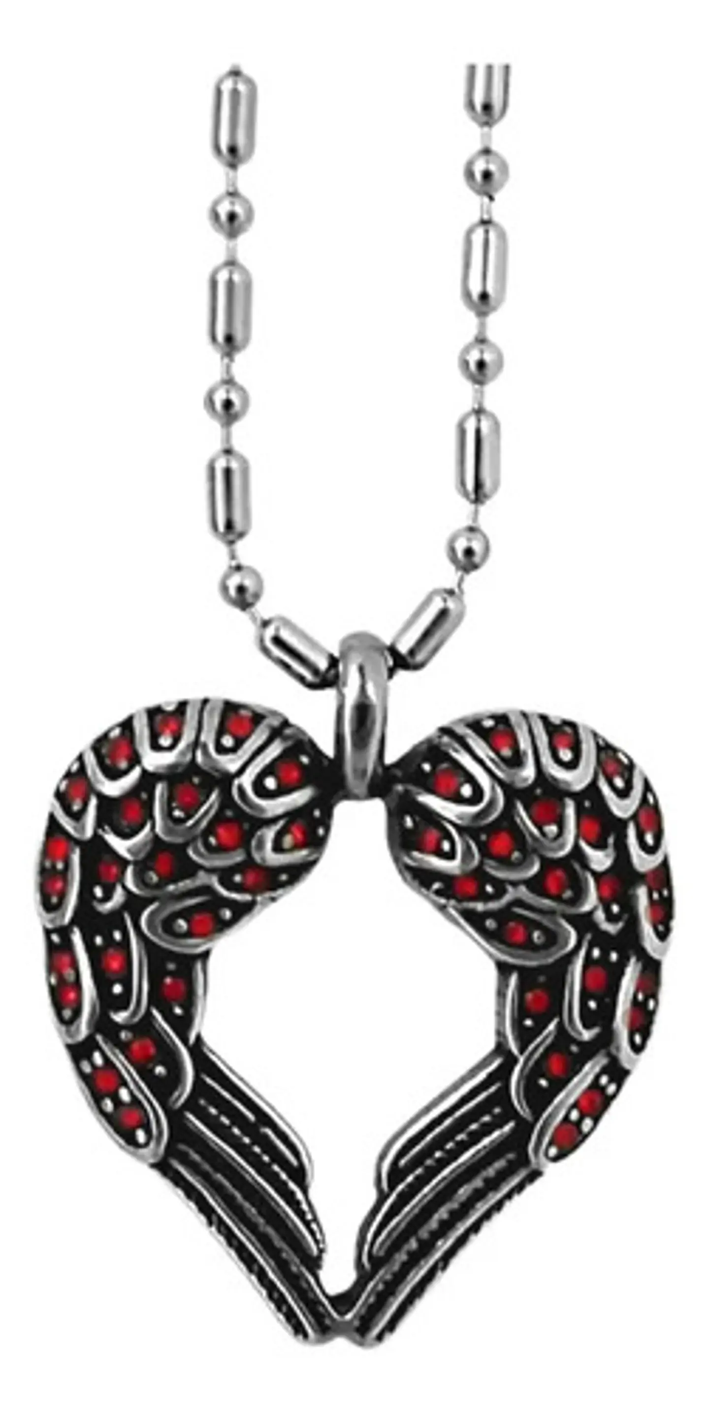 Collar Dije Corazon Alas De Acero Color Plata Hombre Y Mujer 1