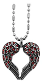 Collar Dije Corazon Alas De Acero Color Plata Hombre Y Mujer - Miniatura 1
