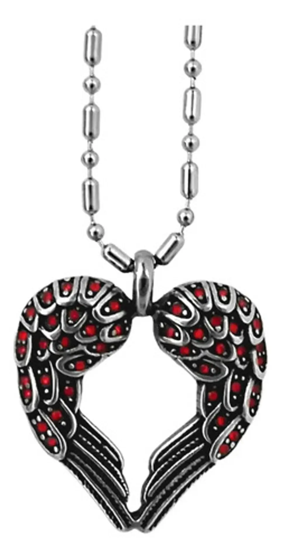 Collar Dije Corazon Alas De Acero Color Plata Hombre Y Mujer 1