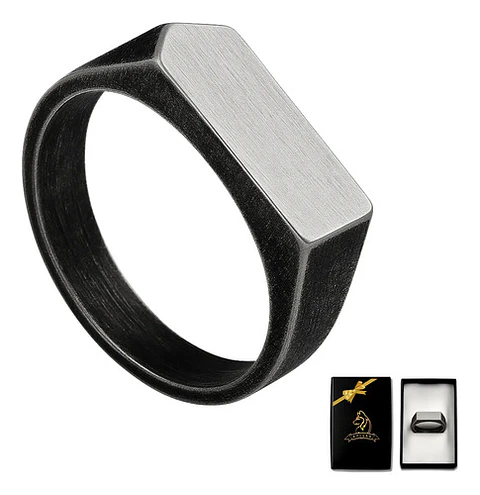 Anillo Color Plata Polaco Acero Inoxidable Industrial Hombre