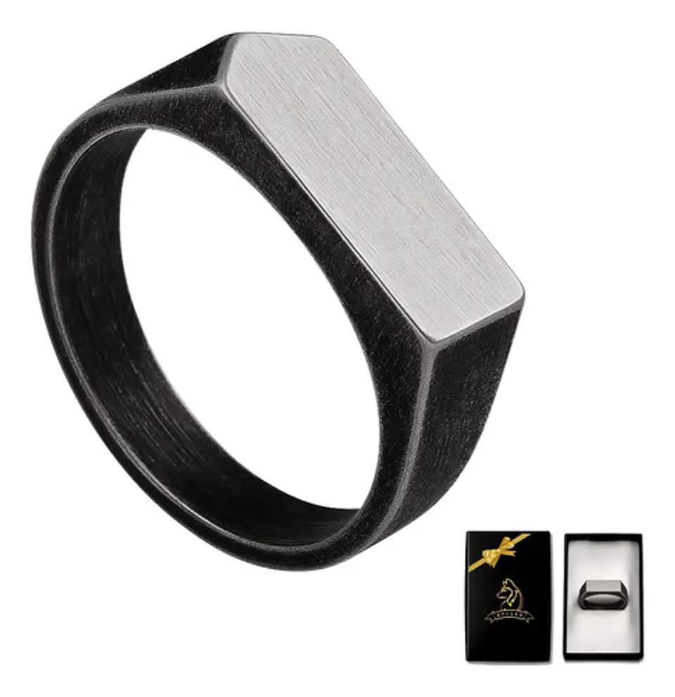 Anillo Color Plata Polaco Acero Inoxidable Industrial Hombre 1