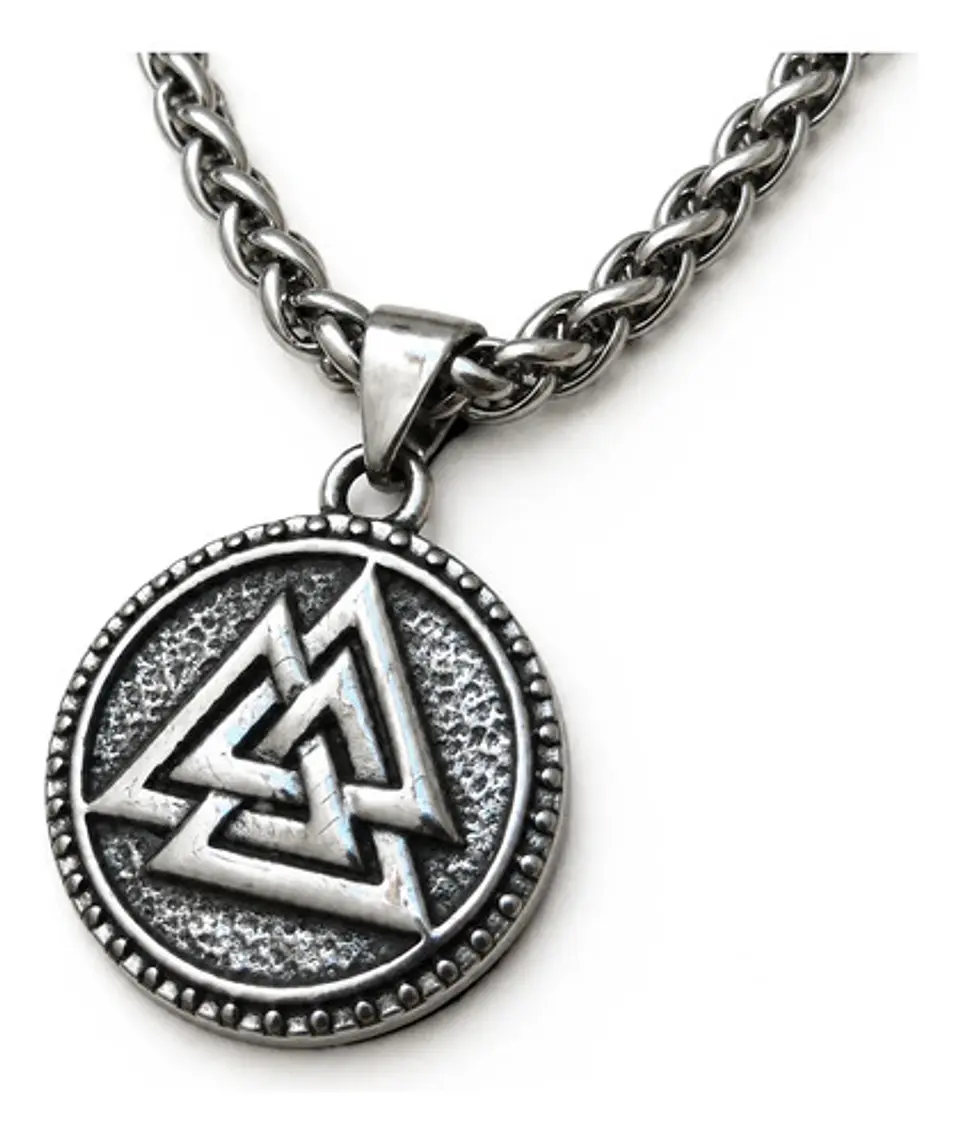 Collar Vikingo En Acero Hombre Y Mujer Dije Pequeño Valknut 1