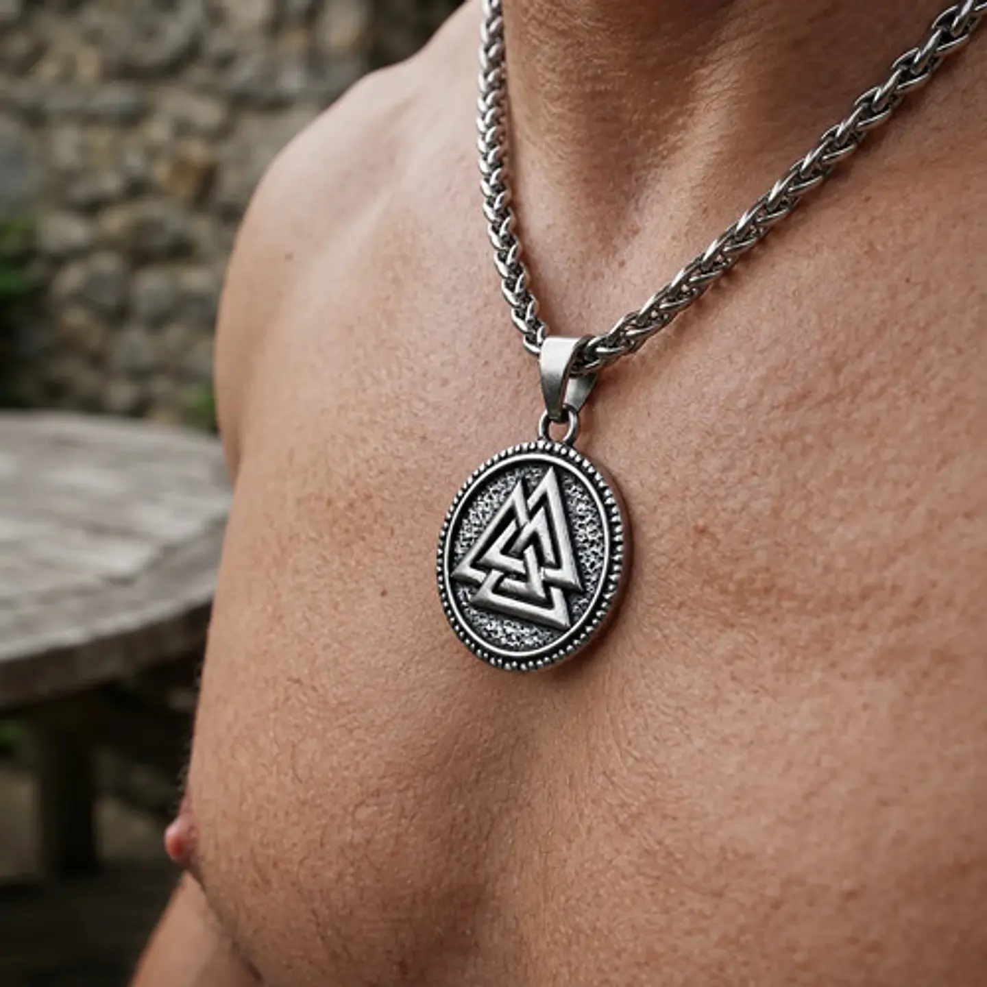 Collar Vikingo En Acero Hombre Y Mujer Dije Pequeño Valknut 2