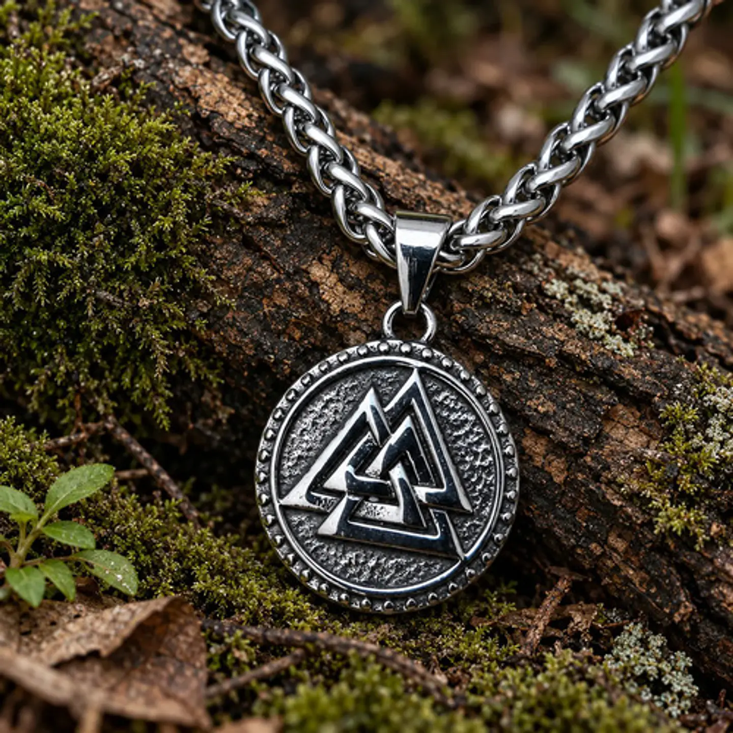 Collar Vikingo En Acero Hombre Y Mujer Dije Pequeño Valknut 5