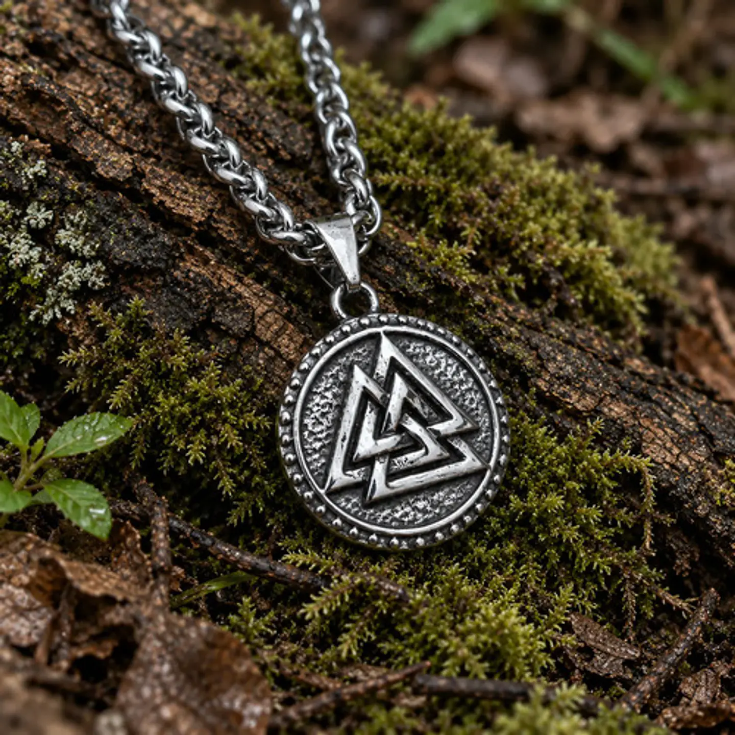 Collar Vikingo En Acero Hombre Y Mujer Dije Pequeño Valknut 8