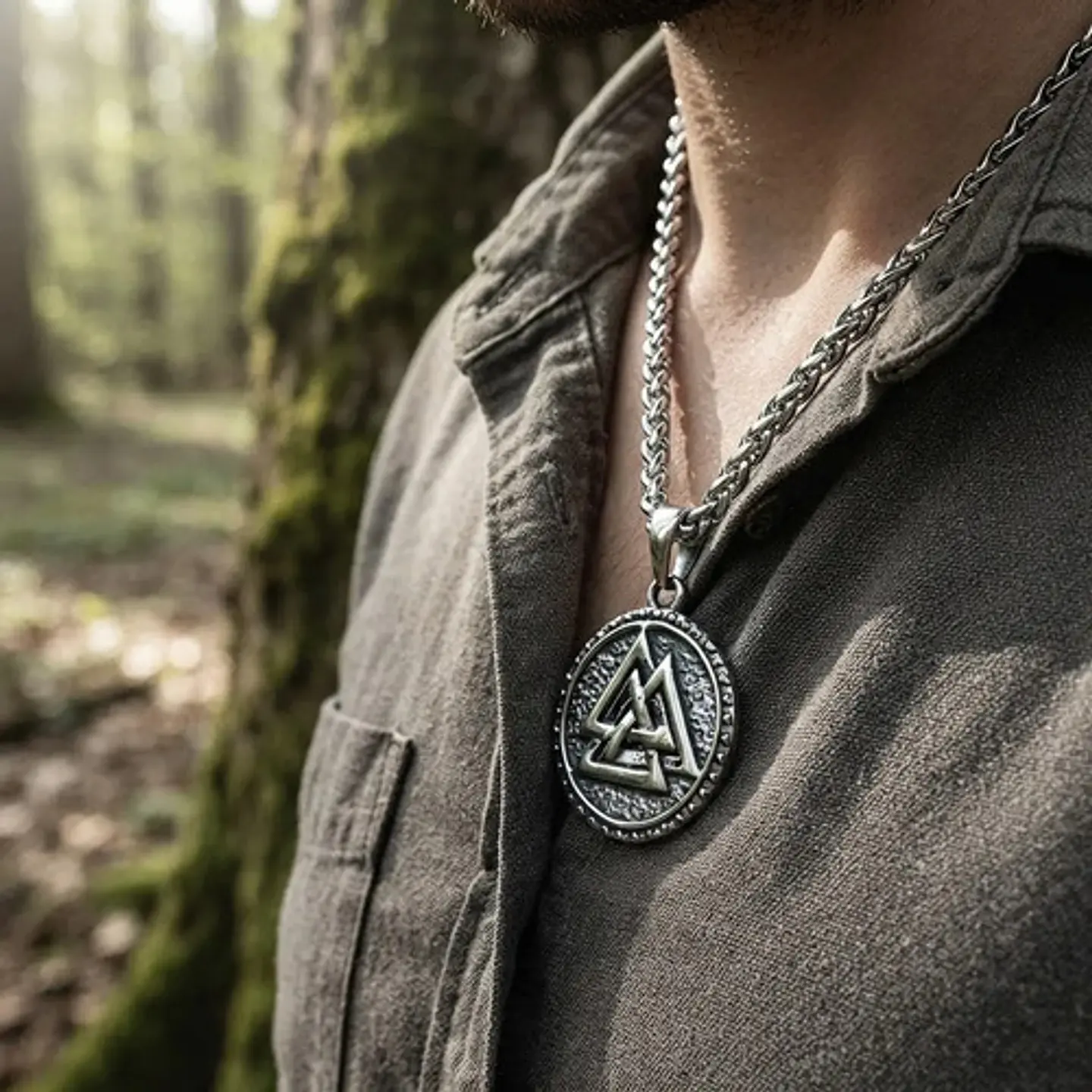 Collar Vikingo En Acero Hombre Y Mujer Dije Pequeño Valknut 11