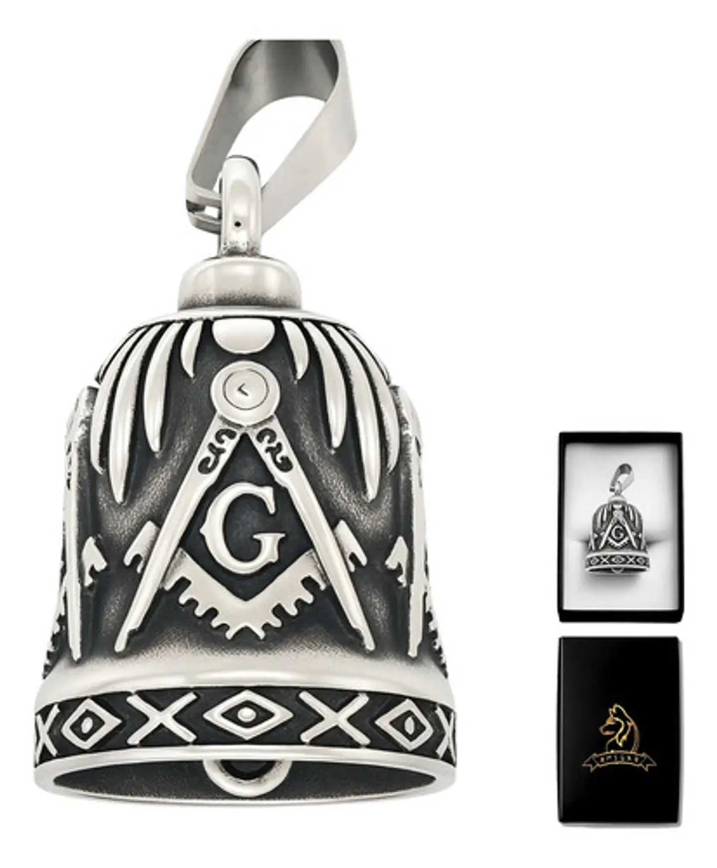 Dije Colgante Campana Mason Ritual Acero Inoxidable Hombre 1