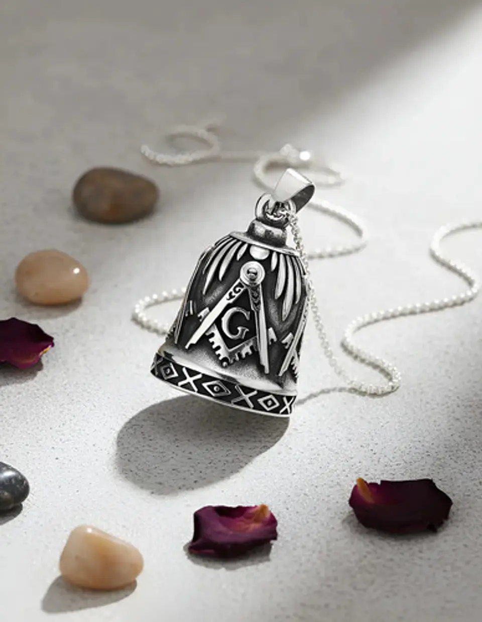Dije Colgante Campana Mason Ritual Acero Inoxidable Hombre 5