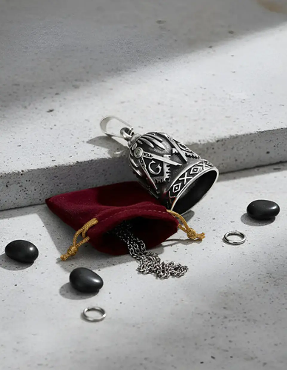 Dije Colgante Campana Mason Ritual Acero Inoxidable Hombre 6
