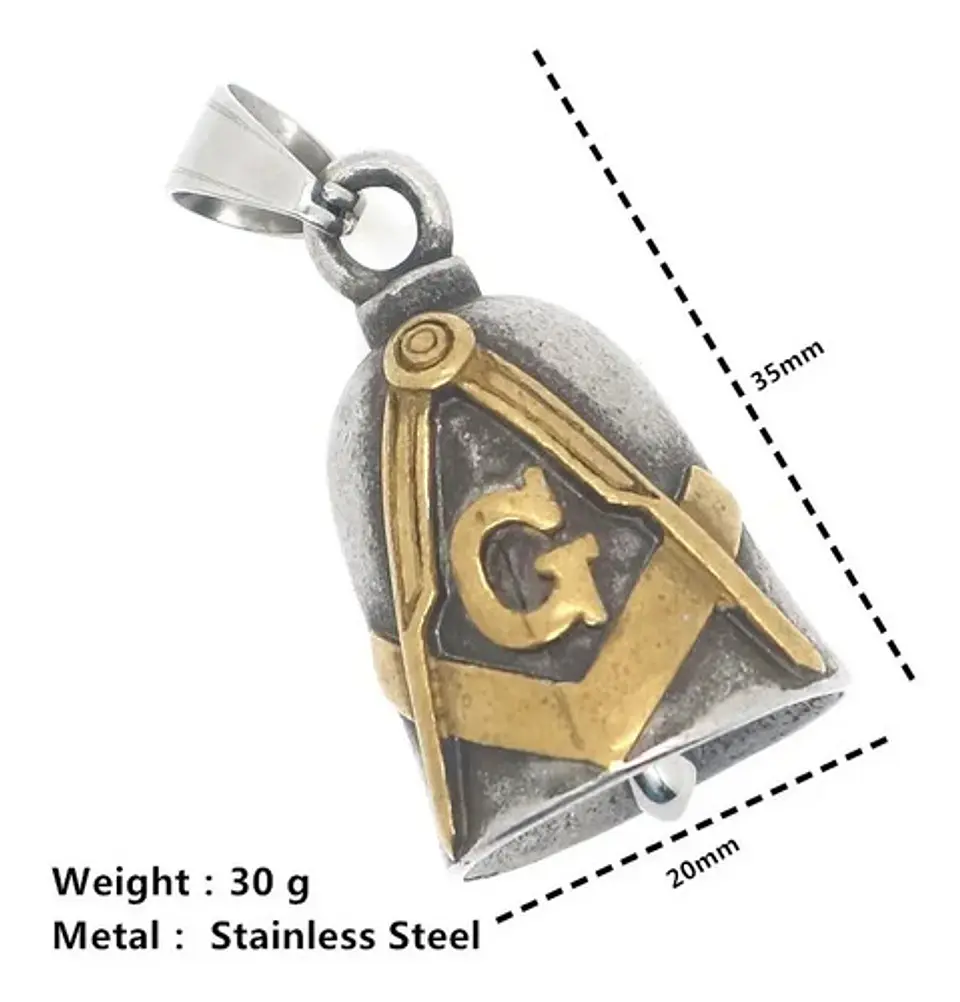 Dije Colgante Campana Mason Ritual Acero Inoxidable Hombre 12