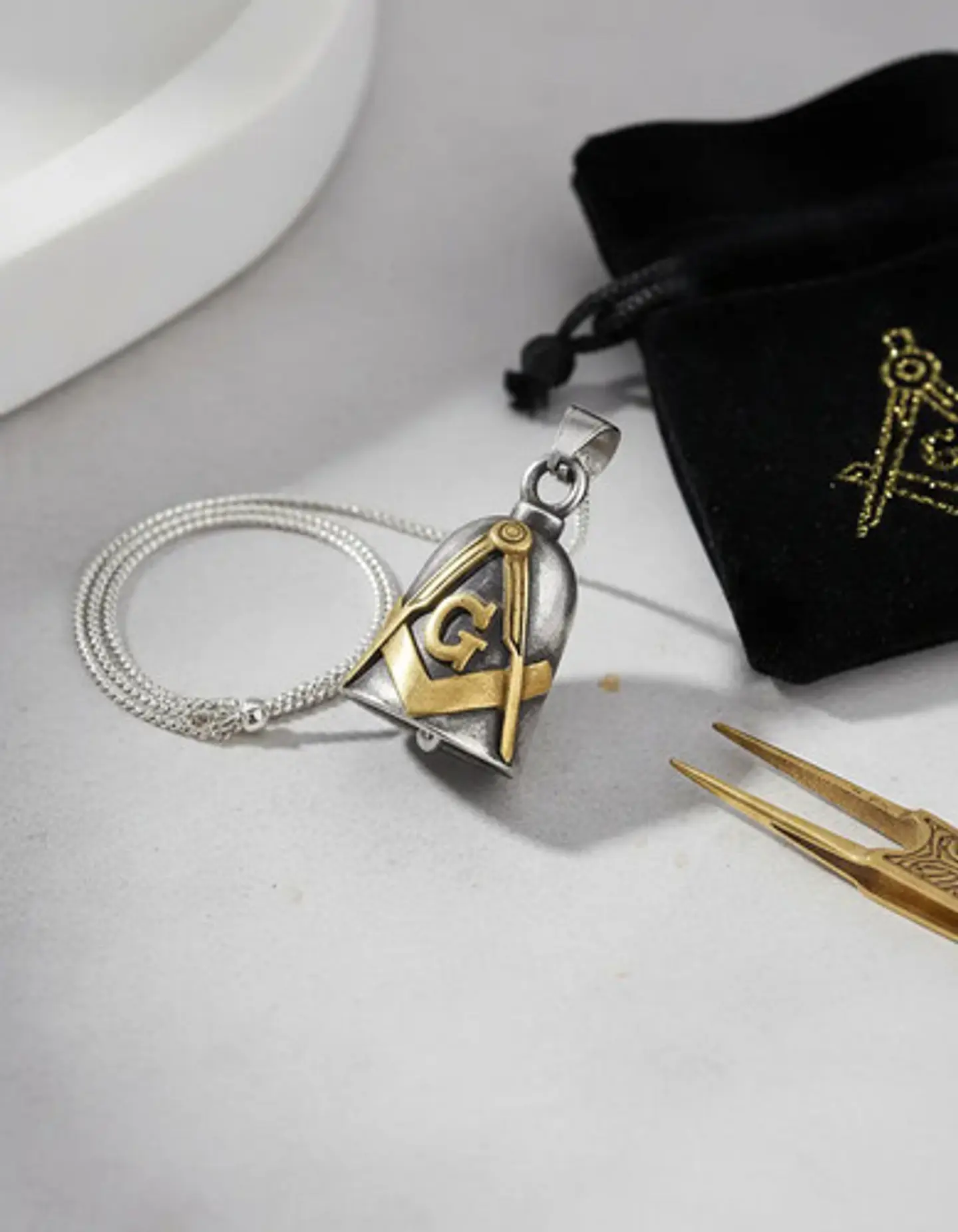 Dije Colgante Campana Mason Ritual Acero Inoxidable Hombre 14