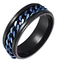 Anillo Argolla Cadena Color Negro Suerte Titanio Hombre Moda - Miniatura 1