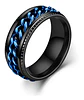 Anillo Argolla Cadena Color Negro Suerte Titanio Hombre Moda - Miniatura 2
