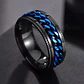 Anillo Argolla Cadena Color Negro Suerte Titanio Hombre Moda - Miniatura 4