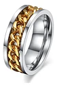 Anillo Argolla Cadena Color Negro Suerte Titanio Hombre Moda - Miniatura 7
