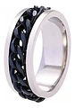 Anillo Argolla Cadena Color Negro Suerte Titanio Hombre Moda - Miniatura 12