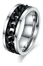 Anillo Argolla Cadena Color Negro Suerte Titanio Hombre Moda - Miniatura 13