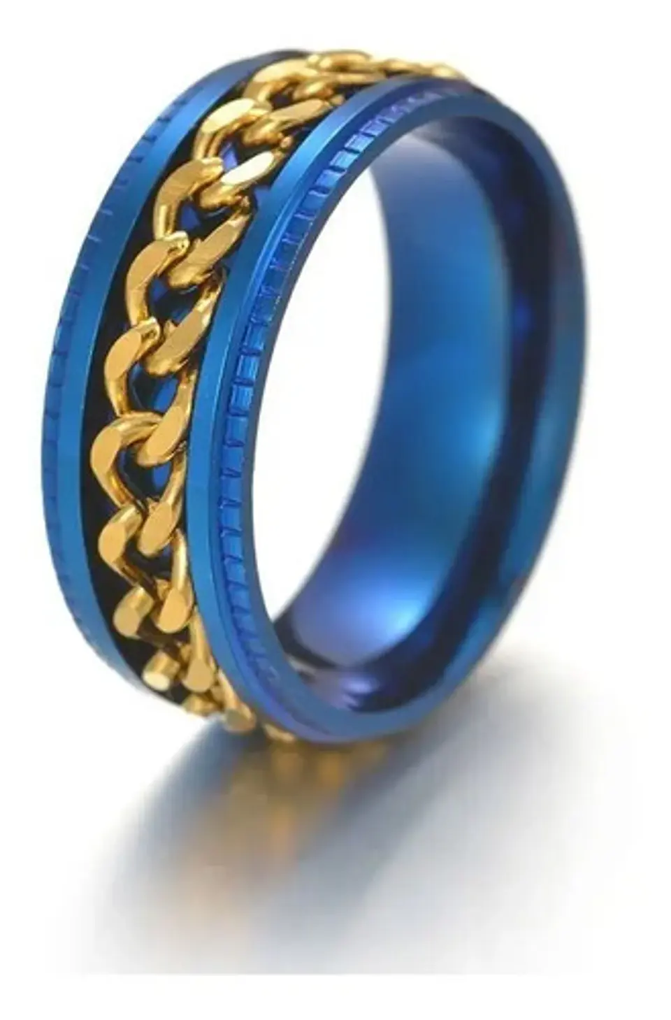 Anillo Argolla Cadena Color Negro Suerte Titanio Hombre Moda 22