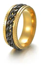Anillo Argolla Cadena Color Negro Suerte Titanio Hombre Moda - Miniatura 24