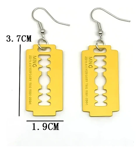 Aretes Pendientes Cuchilla Minora Hoja Afeitar Hombre Mujer
