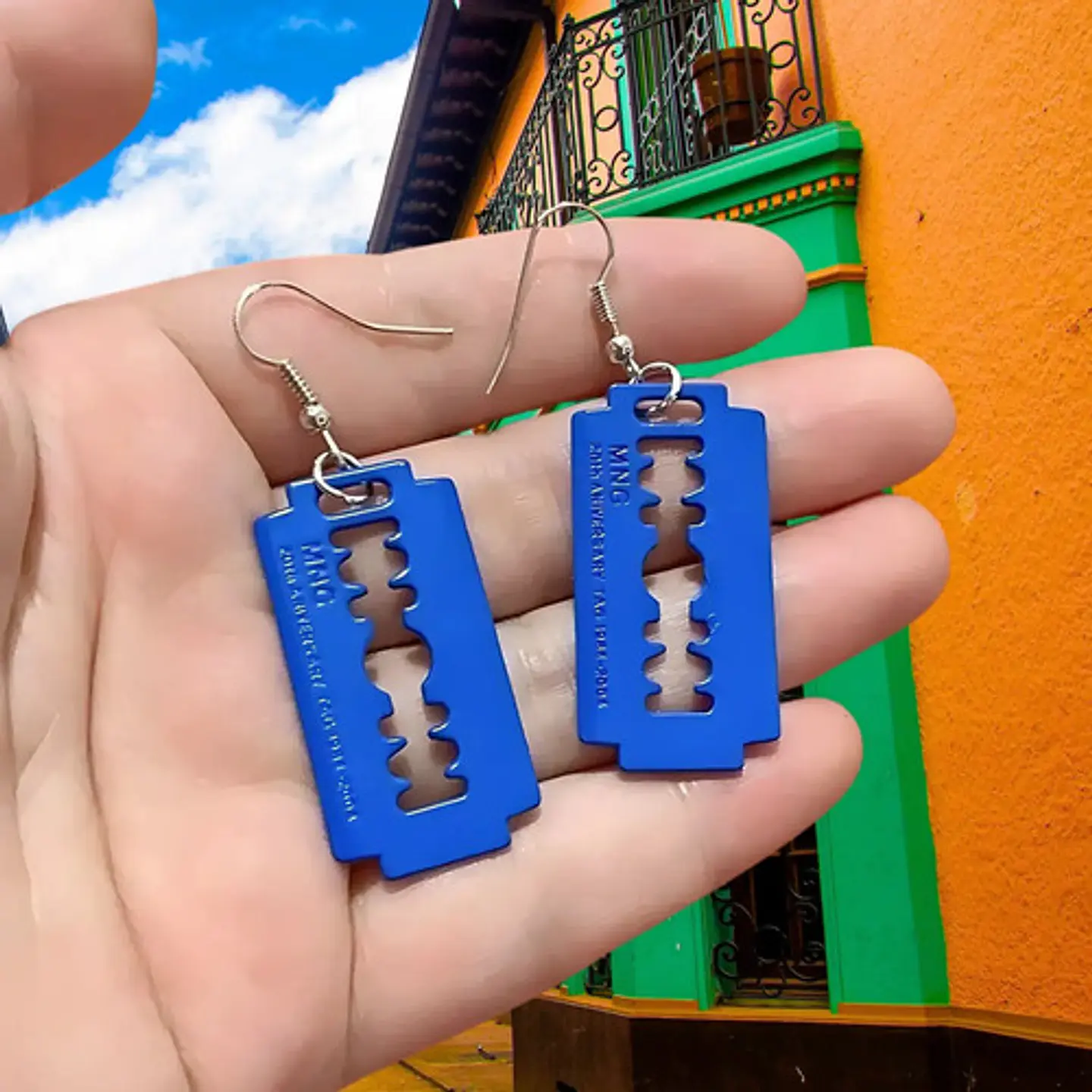 Aretes Pendientes Cuchilla Minora Hoja Afeitar Hombre Mujer 8