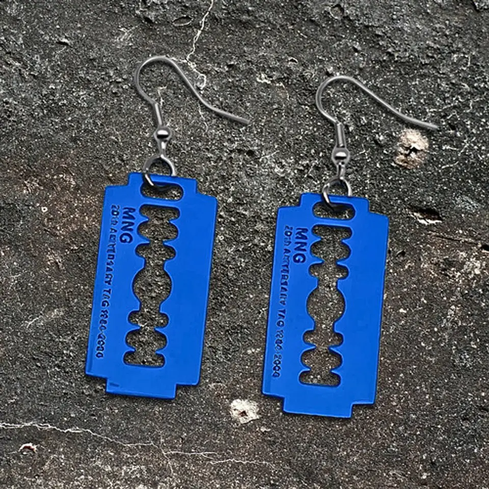 Aretes Pendientes Cuchilla Minora Hoja Afeitar Hombre Mujer 10