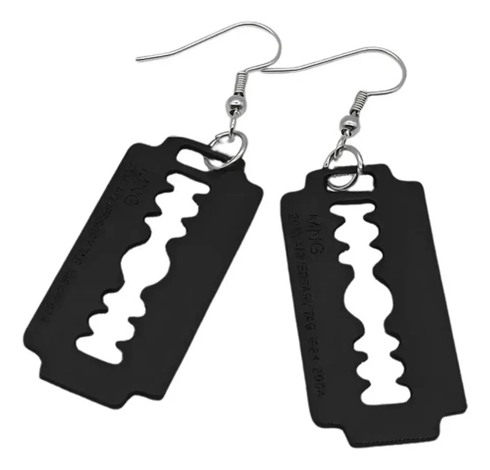 Aretes Pendientes Cuchilla Minora Hoja Afeitar Hombre Mujer 12