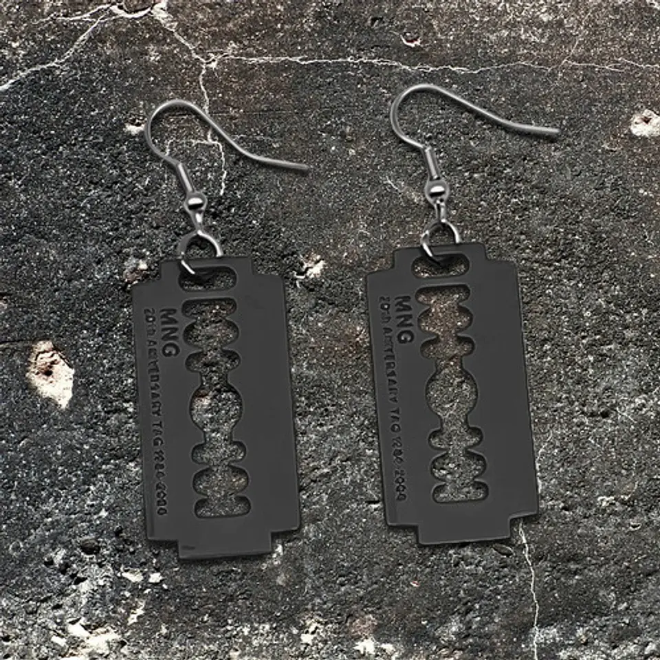 Aretes Pendientes Cuchilla Minora Hoja Afeitar Hombre Mujer 15