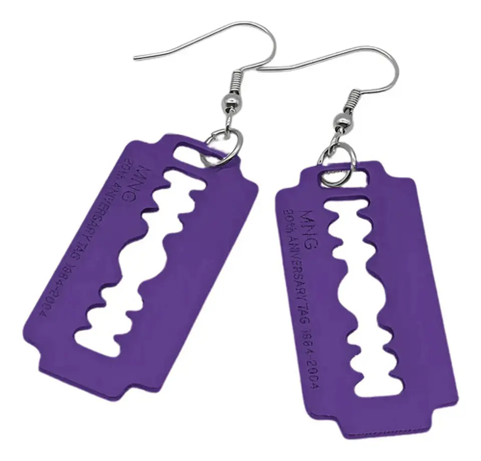 Aretes Pendientes Cuchilla Minora Hoja Afeitar Hombre Mujer 17