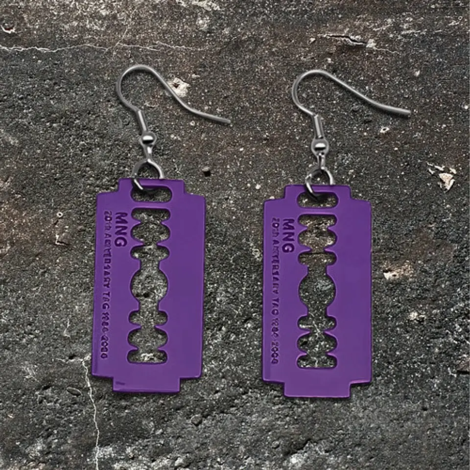 Aretes Pendientes Cuchilla Minora Hoja Afeitar Hombre Mujer 19
