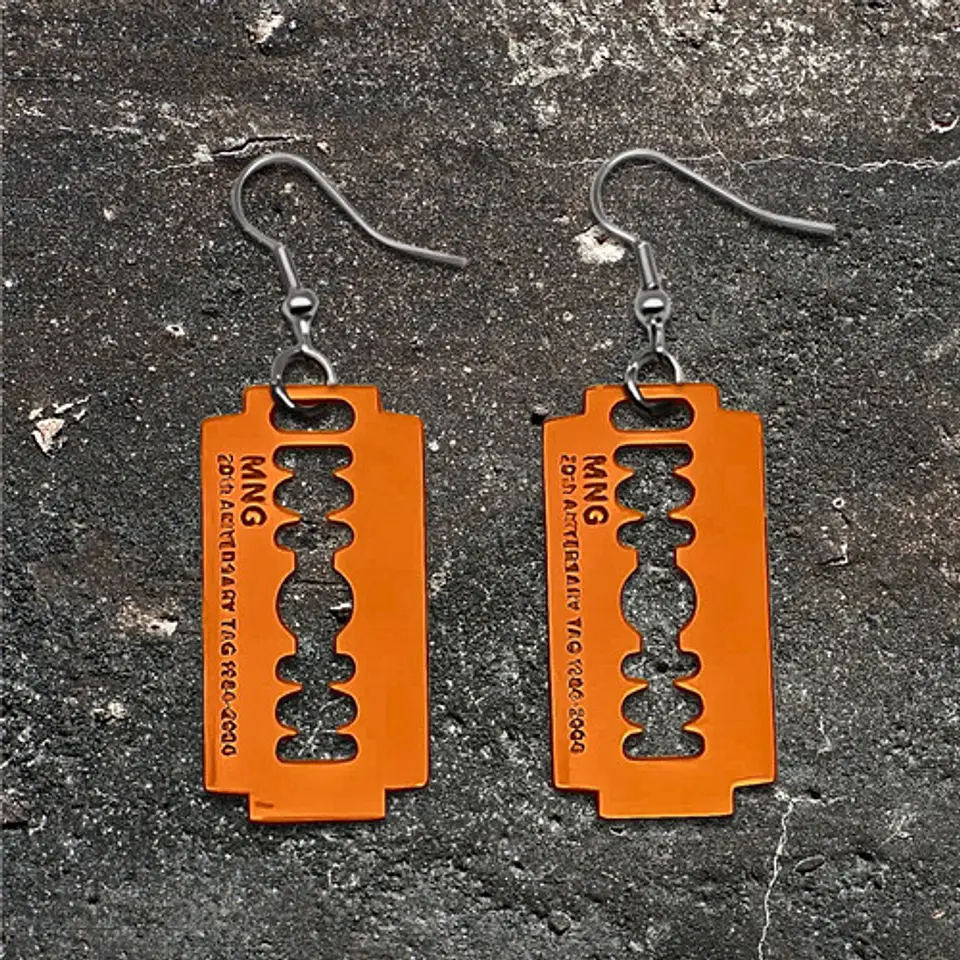Aretes Pendientes Cuchilla Minora Hoja Afeitar Hombre Mujer 29