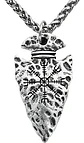 Collar Color Plata Flecha Punta Lanza Vegvisir Acero Hombre - Miniatura 1