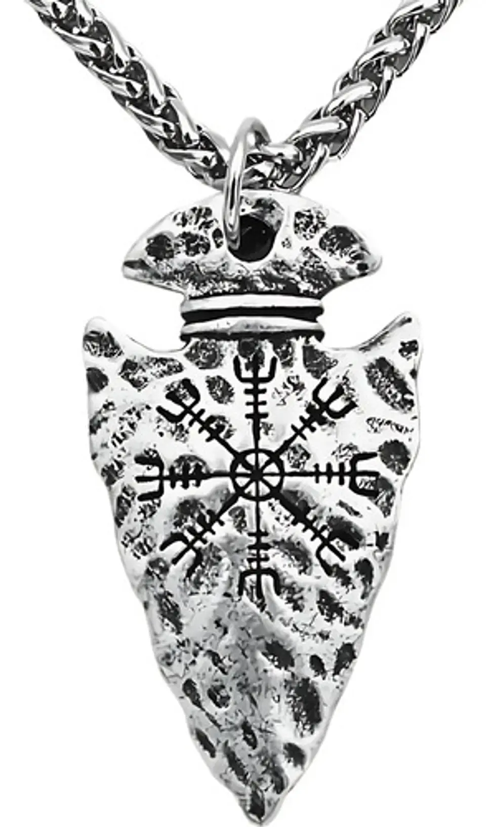 Collar Color Plata Flecha Punta Lanza Vegvisir Acero Hombre 1