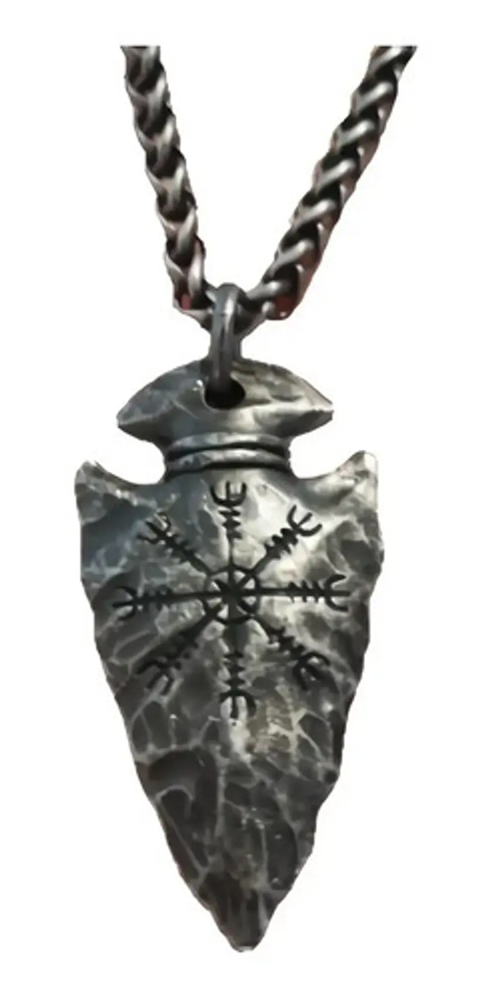 Collar Color Plata Flecha Punta Lanza Vegvisir Acero Hombre 7