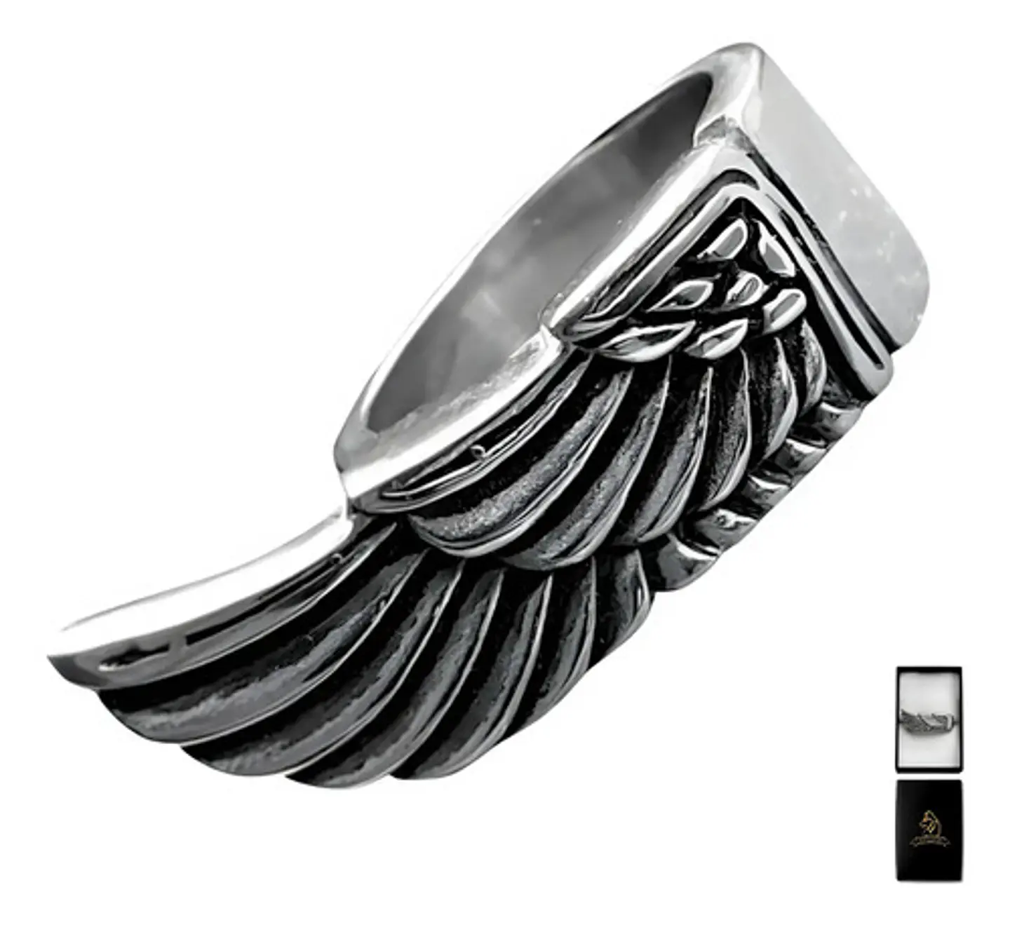 Anillo Ala Soñador Color Plata Acero Inoxidable Para Hombre 1