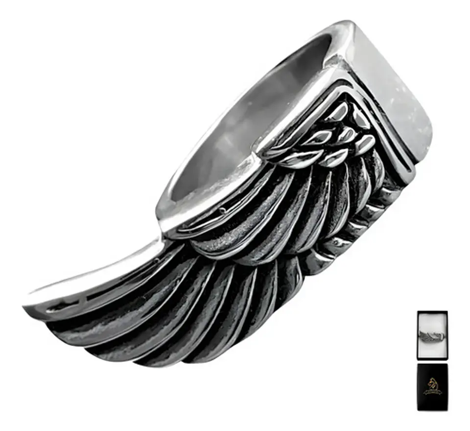 Anillo Ala Soñador Color Plata Acero Inoxidable Para Hombre 1