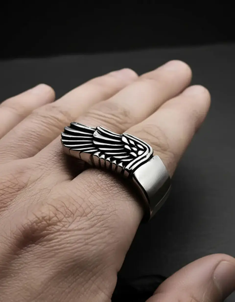 Anillo Ala Soñador Color Plata Acero Inoxidable Para Hombre 4