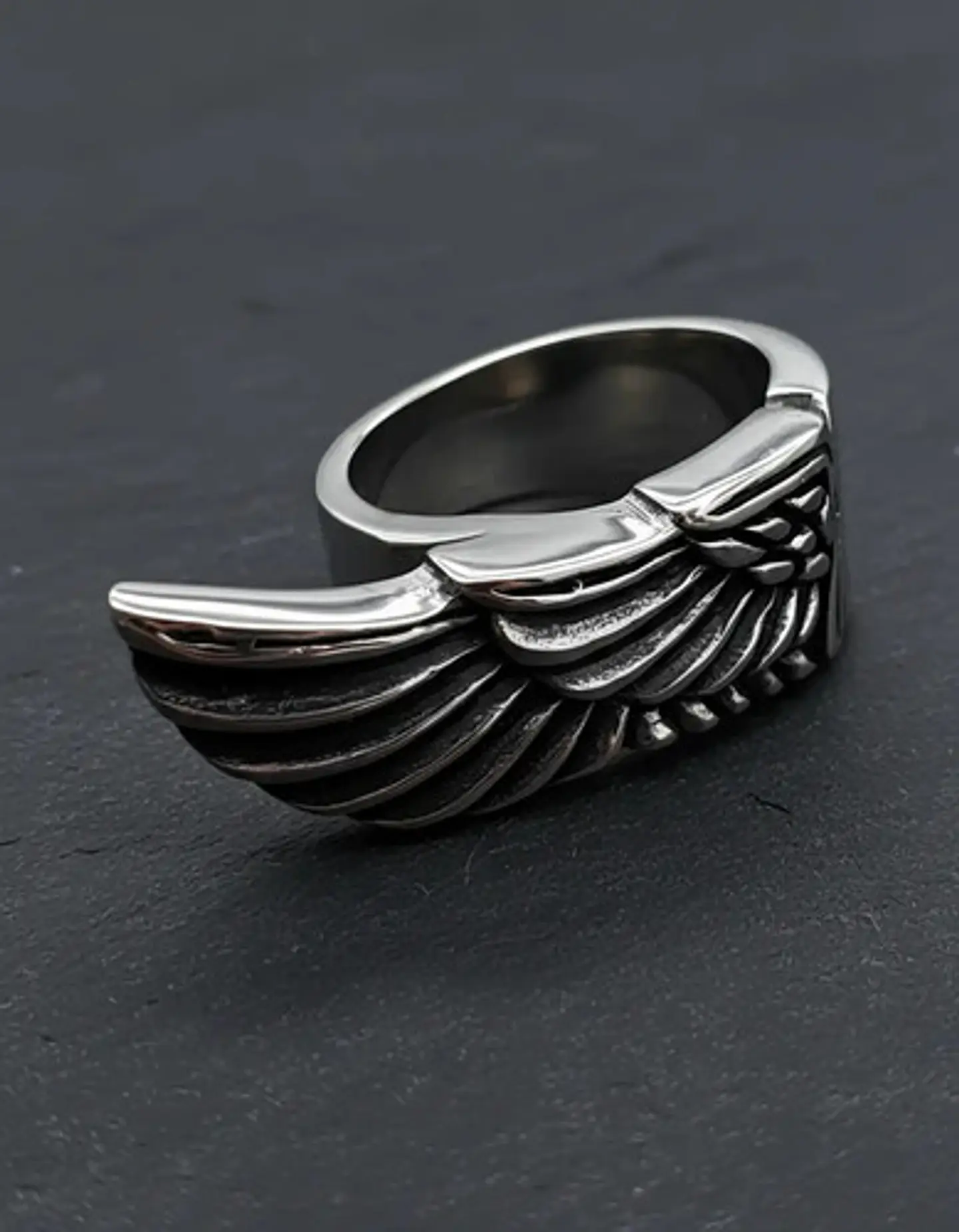 Anillo Ala Soñador Color Plata Acero Inoxidable Para Hombre 5