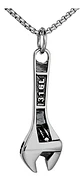 Collar Color Plata Dije Llave Inglesa Cadena De Acero Hombre - Miniatura 1