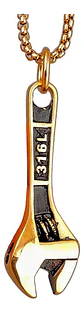 Collar Color Plata Dije Llave Inglesa Cadena De Acero Hombre - Miniatura 9