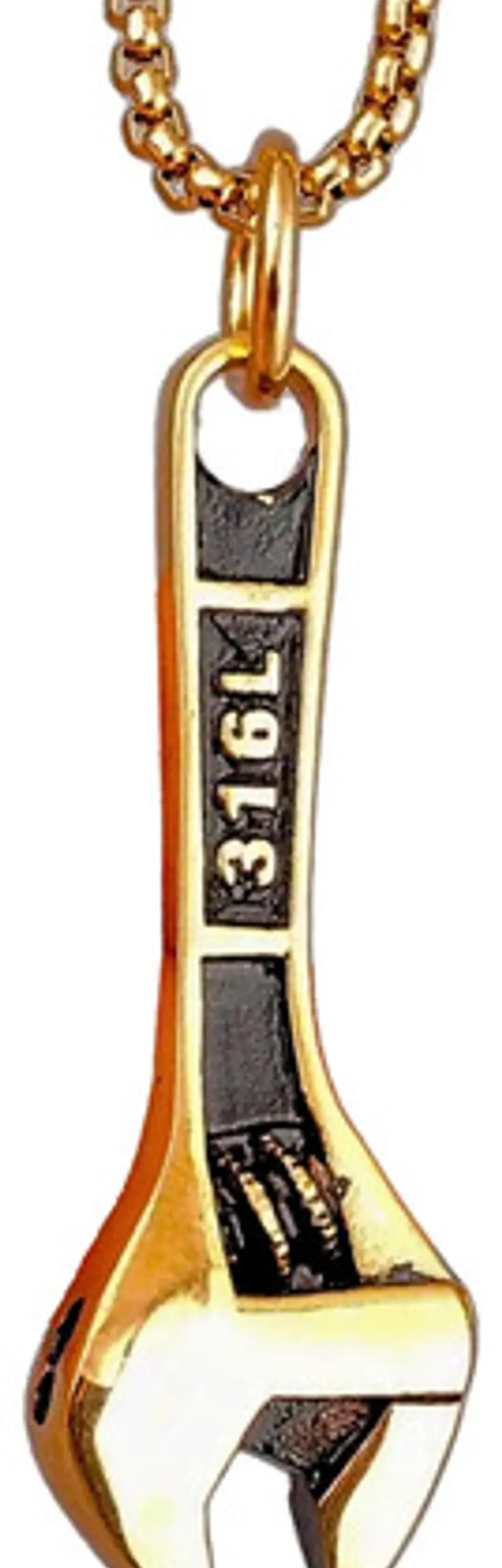 Collar Color Plata Dije Llave Inglesa Cadena De Acero Hombre 9