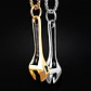 Collar Color Plata Dije Llave Inglesa Cadena De Acero Hombre - Miniatura 12