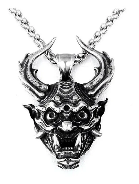 Collar Dije Cabeza De Dragon Mitologico Color Plata Hombre