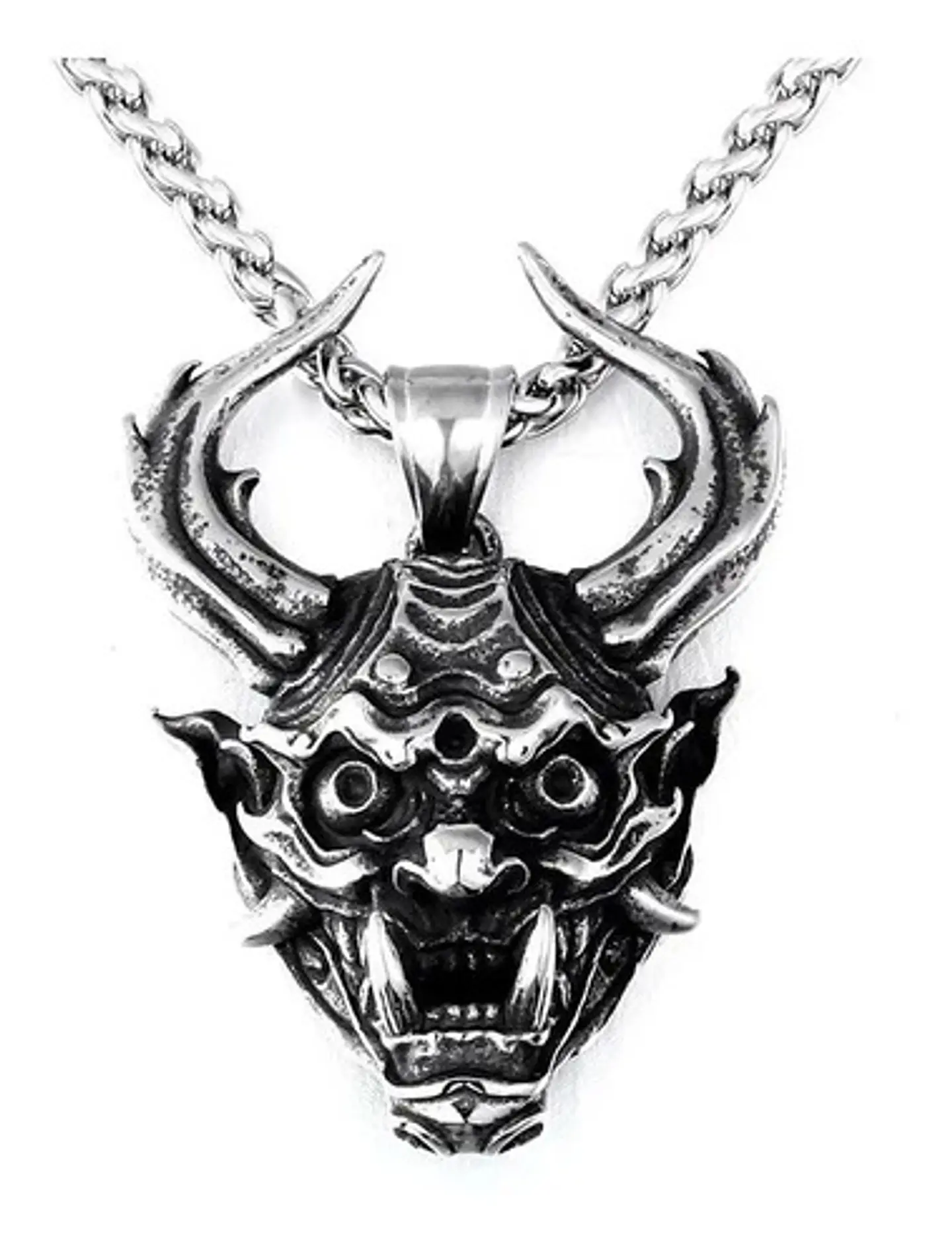 Collar Dije Cabeza De Dragon Mitologico Color Plata Hombre 1