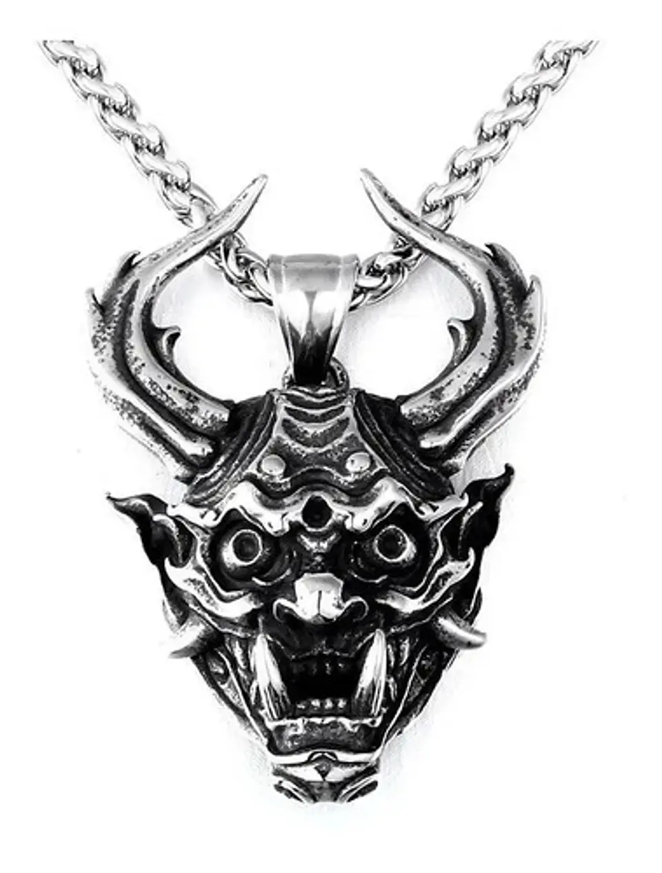 Collar Dije Cabeza De Dragon Mitologico Color Plata Hombre 1