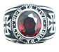 Anillo Cruz Color Plata Acero Inoxidable Piedra Roja Hombre - Miniatura 3