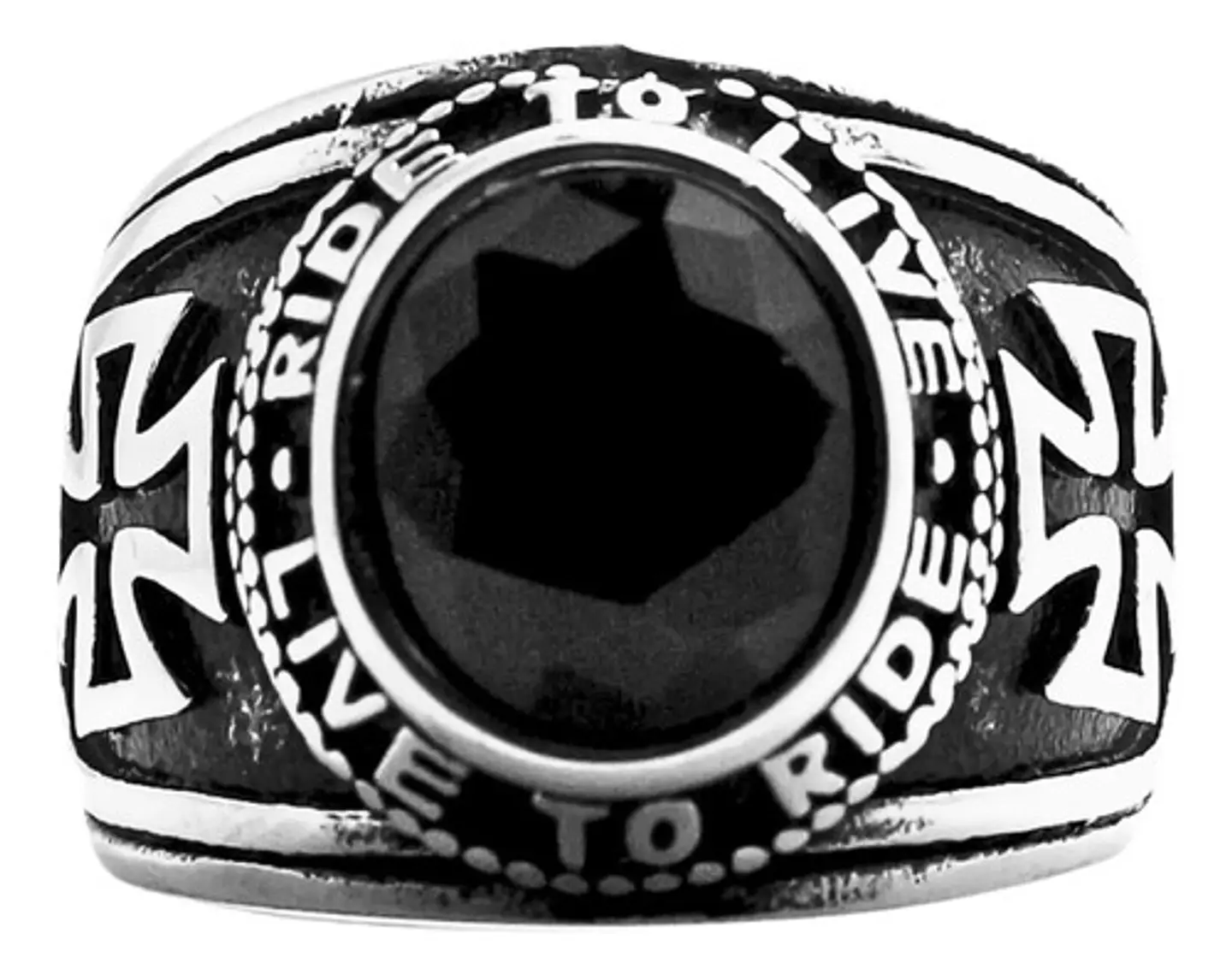 Anillo Cruz Color Plata Acero Inoxidable Piedra Roja Hombre 7