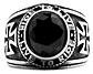 Anillo Cruz Color Plata Acero Inoxidable Piedra Roja Hombre - Miniatura 7